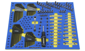 Foam Organizer for 42 Husky Sockets with 63 Screwdriver Bits, 40 Hex Keys, and 20 Ignition Wrenches