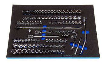 Foam Organizer for 121 Tekton 3/8-drive Sockets with 3 Ratchets and 4 Drive Tools