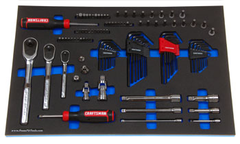 Foam Organizer for 3 Craftsman 72-Tooth Ratchets with 116 Additional Tools