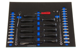 Foam Organizer for 48 Tekton 1/4-drive Sockets with 6 Drive Tools and 11 Nut Drivers