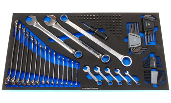 Foam Organizer for 23 Husky Inch Wrenches with 46 Hex Keys, 72 Bits, and Magnetic Handle