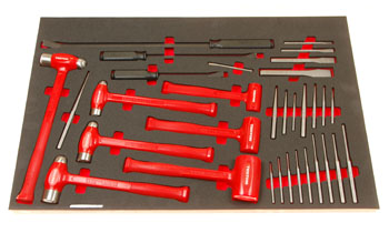 Foam Organizer for 22 Tekton Punches and Chisels with 7 Hammers and 3 Pry Bars