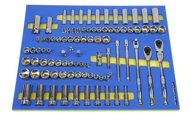 Foam Organizer for 80 Husky 3/8-drive Sockets with 2 Ratchets and 8 Additional Tools