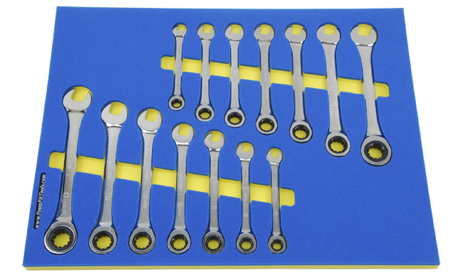 Foam Organizer for 7 Inch Husky Non-Reversible Ratcheting Wrenches and 7 Metric Husky Non-Reversible Ratcheting Wrenches