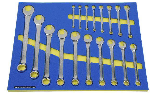 Foam Organizer for 18 Metric Husky Full-Polish Combination Wrenches