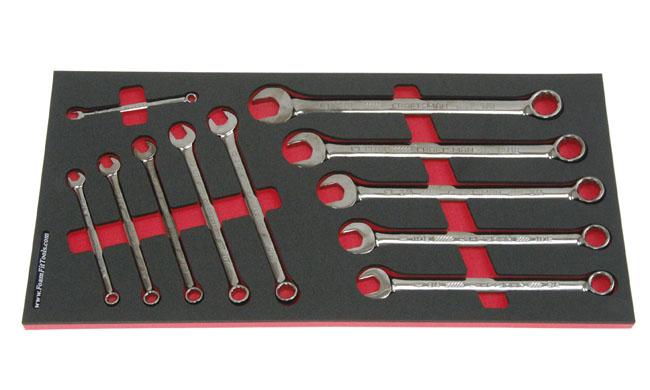 Foam Organizer for Craftsman Full-Polish, Long-Panel, Gunmetal Chrome Inch Combination Wrenches from the 11-Piece Wrench Set