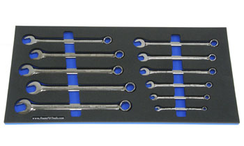 Foam Tool Organizer for 11 Craftsman Gunmetal Chrome Metric Combination Wrenches