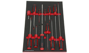 Foam Organizer for 11 Snap-on Instinct Slotted Screwdrivers with Ratcheting Screwdriver Set
