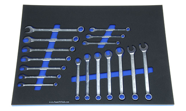 Foam Organizer for 17 Wright Combination Wrenches