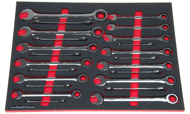 Foam Organizer for 23 Craftsman Non-Reversible Ratcheting Wrenches