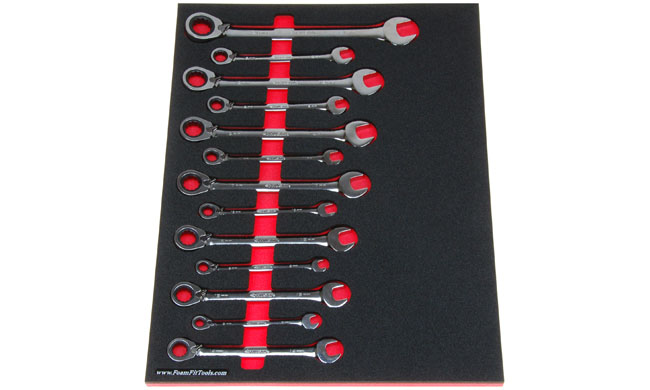Foam Organizer for 13 metric Husky reversible ratcheting combination wrenches