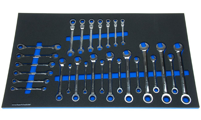 Foam Organizer for 28 Husky 12-point metric ratcheting wrenches
