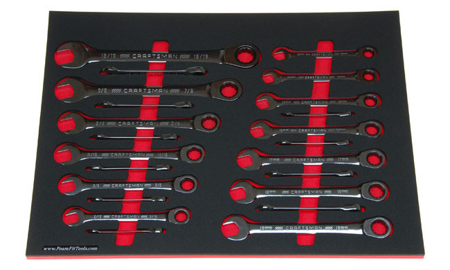 Foam Organizer for 23 Craftsman Non-Reversible Ratcheting Wrenches