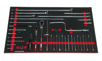 Foam Tool Organizer for 22 Husky Drive Tools with 2 Ratchets and 15 Long Hex Bit Sockets