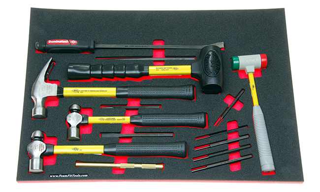 Foam Organizer for 5 Nupla Hammers and 10 Mayhew Tools