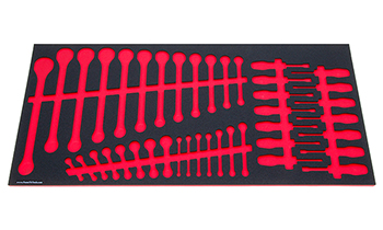 Foam Organizer for 19 inch combination wrenches, 8 stubby inch wrenches, 7 inch nut drivers, and 7 metric nut drivers.