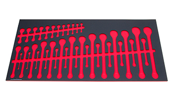 Foam Organizer for 27 metric combination wrenches and 12 stubby metric wrenches.