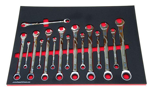 Foam Organizer for GearWrench ratcheting wrenches.