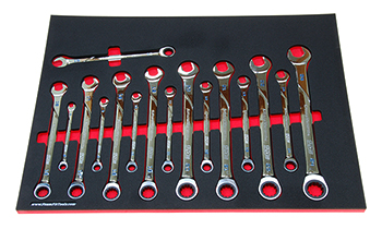Foam Tool Organizer for 16 GearWrench Long Metric Non-Reversible Ratcheting Wrenches