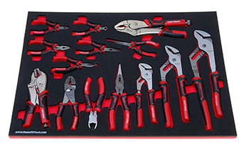 Foam Tool Organizer for 14 Craftsman Pliers with Black and Red Handles