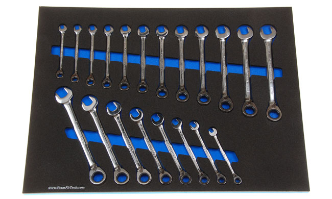 Foam Organizer for GearWrench reversible ratcheting wrenches.