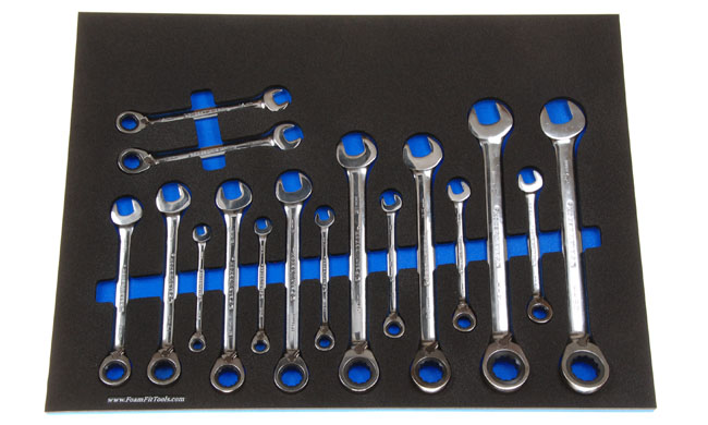 Foam Organizer for GearWrench Metric Reversible Ratcheting Wrenches