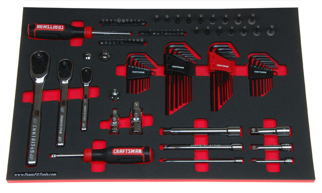 Foam Organizer for Ratchets, Extensions, Hex Keys, and Additional Tools from Craftsman 298-pc Mechanics Tool Set