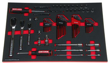 Foam Tool Organizer for 3 Craftsman 72-Tooth Ratchets with 106 Additional Tools, Fits Version 2