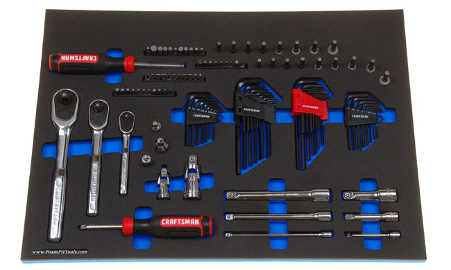 Foam Organizer for Ratchets, Extensions, Hex Keys, and Additional Tools from Craftsman 308-pc Mechanics Tool Set