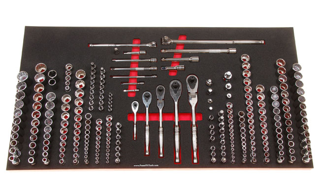 Foam Organizer for 233 Husky Sockets, 5 Ratchets, and 19 Drive Tools