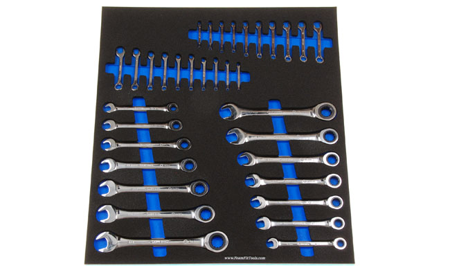 Foam Organizer for 14 Husky Non-Reversible Ratcheting Wrenches and 20 Ignition Wrenches