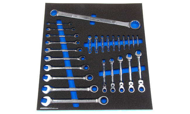 Foam Organizer for 15 Husky Ratcheting Wrenches and 11 Additional Wrenches