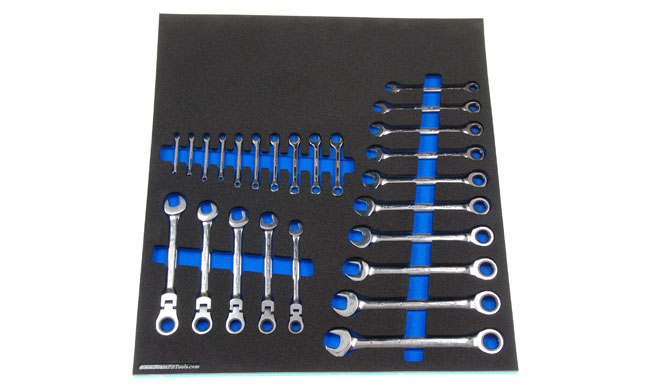 Foam Organizer for 15 Husky Ratcheting Wrenches and 10 Additional Wrenches