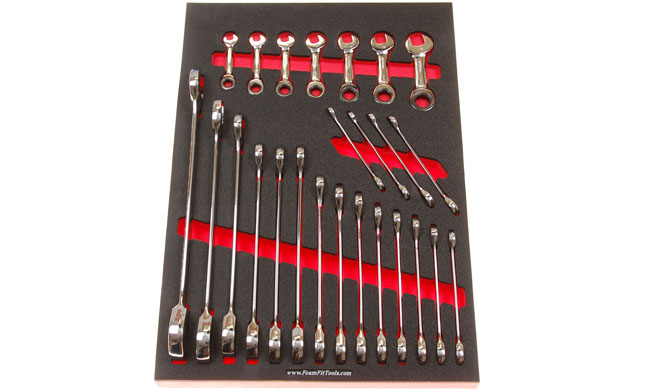 Foam Organizer for 25 Husky Metric Non-Reversible Ratcheting Wrenches