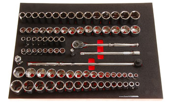 Foam Tool Organizer for 78 Tekton 1/2-drive Sockets with 1 Ratchet and 4 Drive Tools