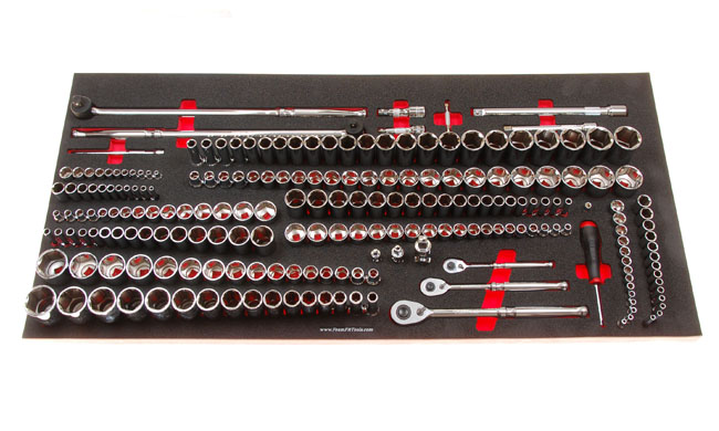 Foam Organizer for 196 Tekton Sockets with 3 Ratchets and 13 Drive Tools