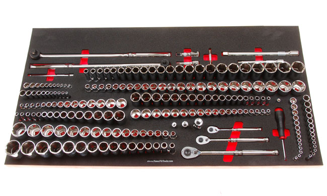 Foam Tool Organizer for 196 Tekton Sockets with 3 Ratchets and 13 Drive Tools