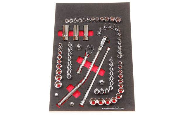 Foam Organizer for 66 Tekton Sockets with 2 Ratchets and 5 Drive Tools