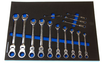 Foam Organizer for 14 GearWrench Inch Flex-Head Ratcheting Wrenches, 90-Tooth