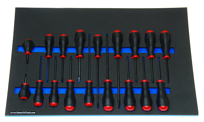 Foam Organizer for 18 Tekton screwdrivers