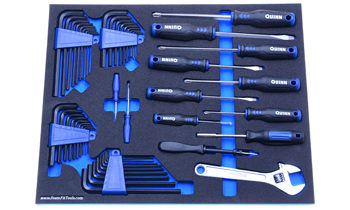Foam Tool Organizer for 12 Quinn Screwdrivers with 40 Hex keys and 1 Adjustable Wrench