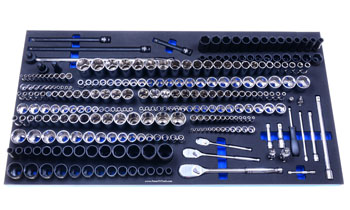 Foam Organizer for 250 Quinn Sockets with 3 Ratchets and 17 Drive Tools