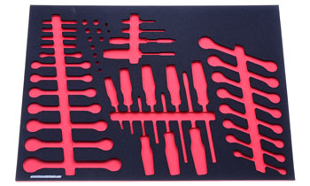 Foam Organizer for 16 Quinn Ratcheting Wrenches with 12 Screwdrivers and 55 Bits