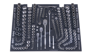 Foam Tool Organizer for 251 Quinn Sockets with 3 Ratchets and 15 Drive Accessories, Version 2