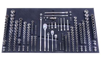 Foam Tool Organizer for 251 Quinn Sockets with 3 Ratchets and 20 Drive Accessories, Version 2