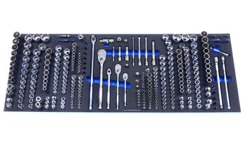 Foam Tool Organizer for 251 Quinn Sockets with 3 Ratchets and 76 Other Tools, Version 2