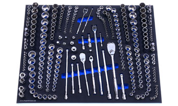 Foam Tool Organizer for 251 Quinn Sockets with 3 Ratchets and 20 Drive Accessories, Version 2