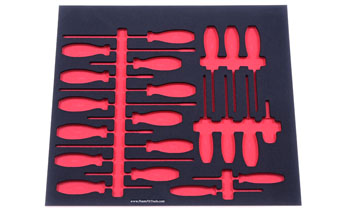 Foam Organizer for 21 Tekton Screwdrivers, Tri-Lobe Handle with Through-Hole