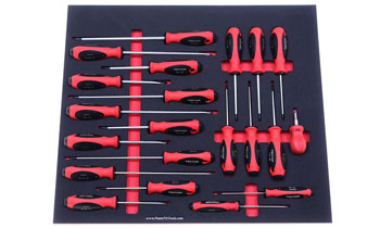 Foam Tool Organizer for 21 Tekton Screwdrivers, Tri-Lobe Handle with Through-Hole
