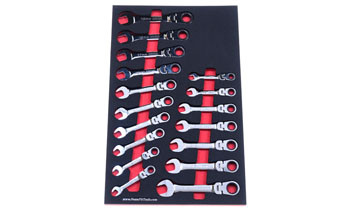 Foam Tool Organizer for 17 Icon Stubby Flex-Head Ratcheting Wrenches